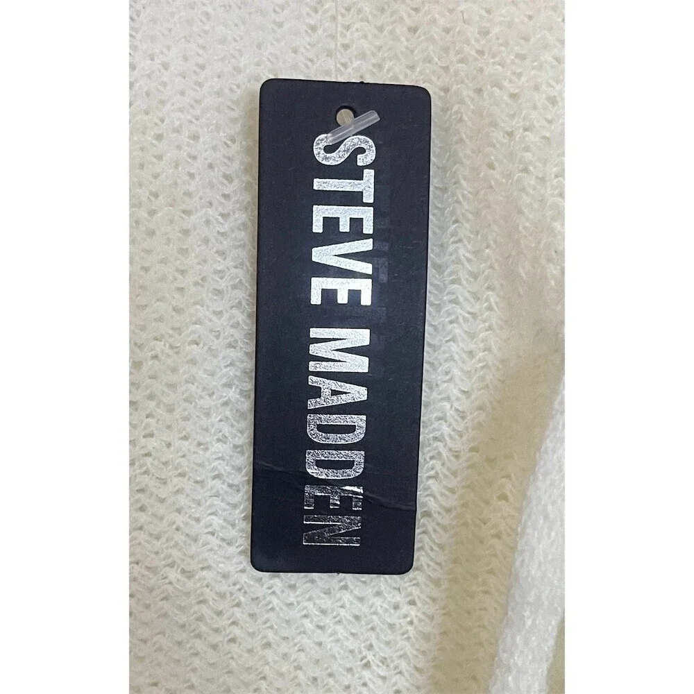 Steve Madden Shawl Wrap Scarf OS Ivory Rectangle Fringe Long Comfy Cozy Winter